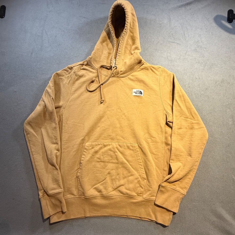 The North Face Heritage Patch Hoodie Mens Medium Mustard Yellow Tan Pullover